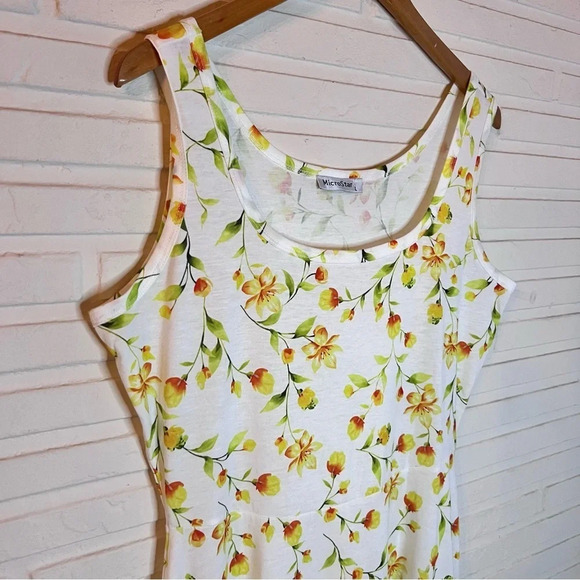 Microstar White Floral Flowy Swing Sun Mini Dress, Women’s Size Large - Picture 3 of 9